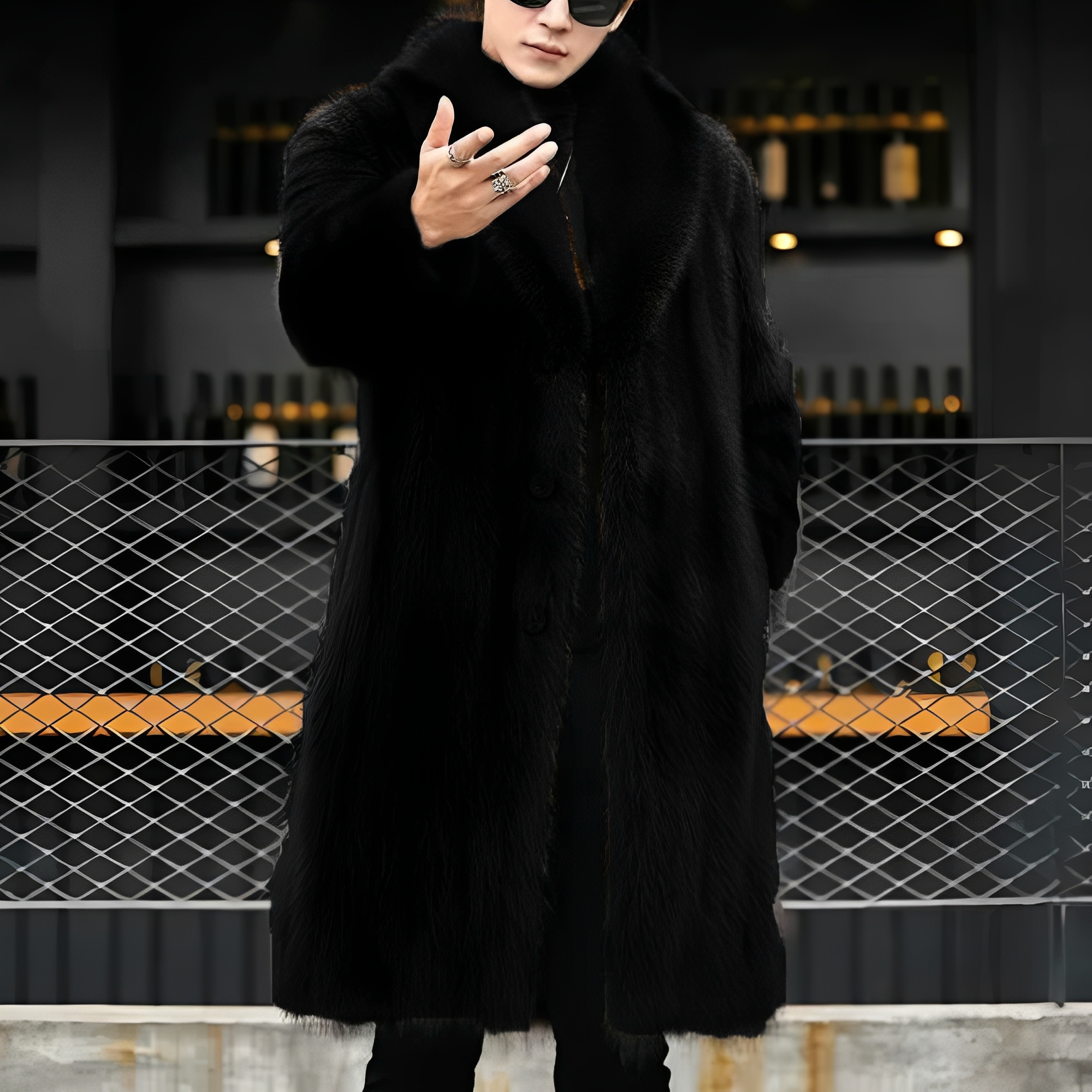 Matteo - Manteau long élégant en fourrure pour hommes