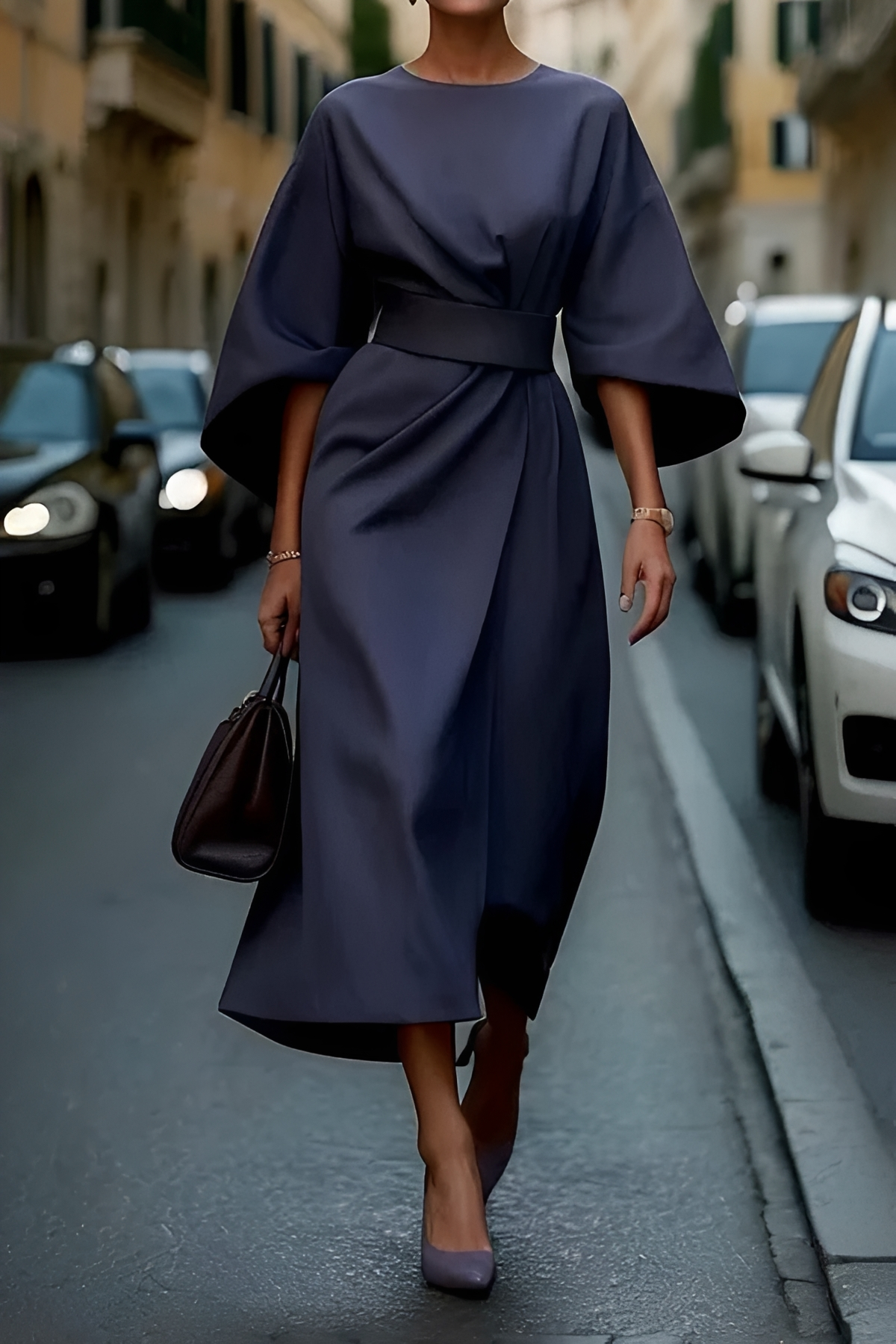 Vera - Robe Midi Élégante Ceinturée