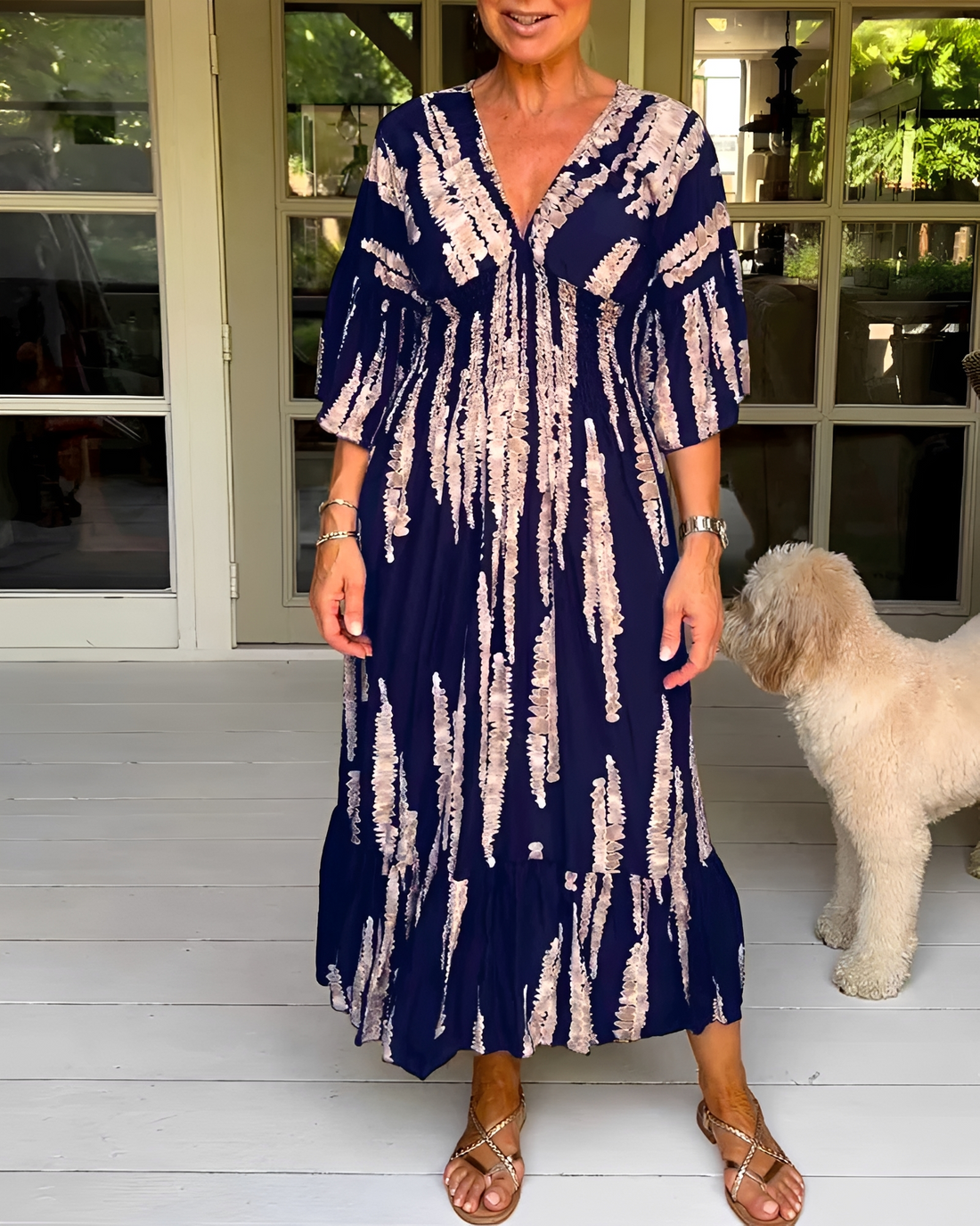 Esperanza - Robe mi-longue chic à col en V