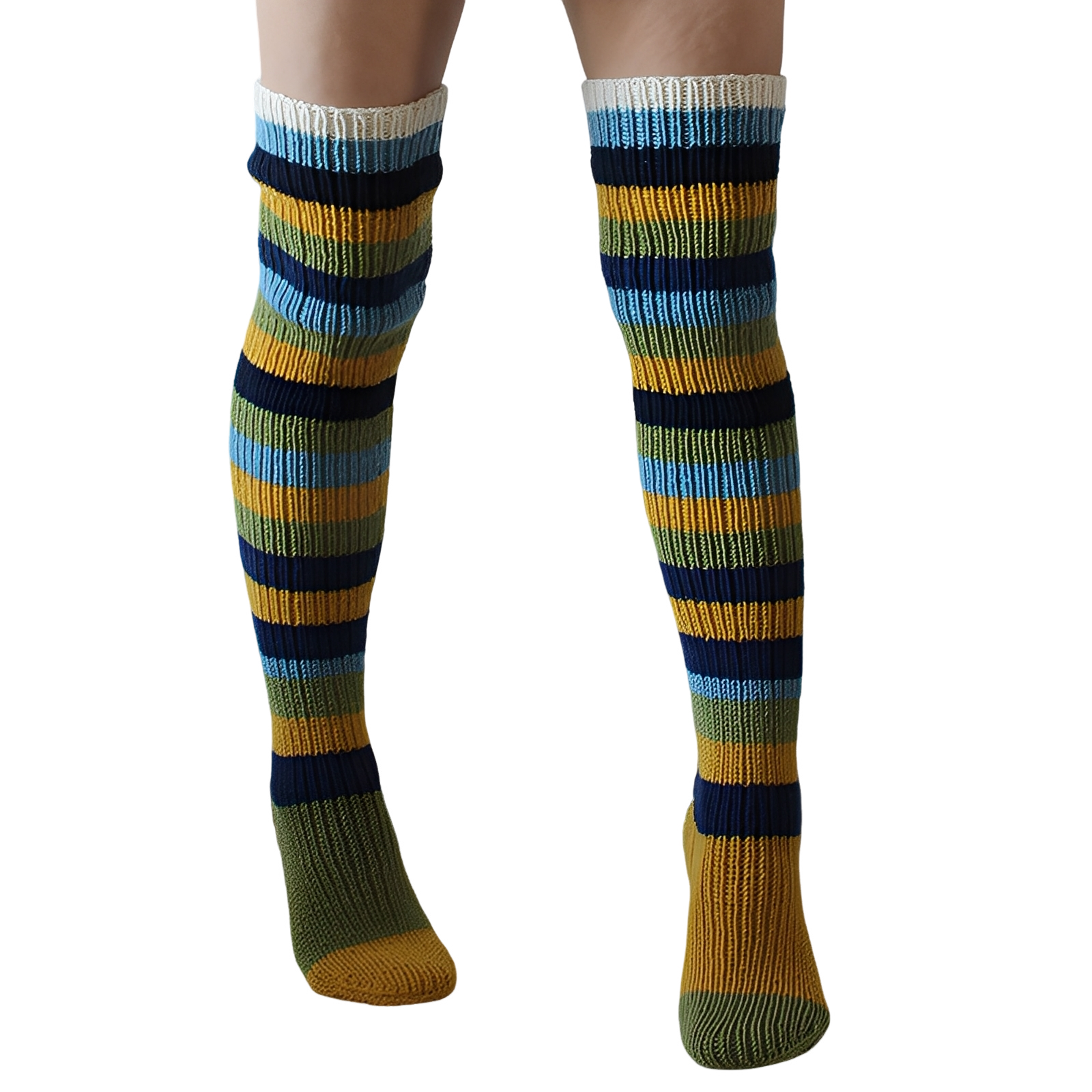 Rhianna - Chaussettes féminines longues et stylées à rayures