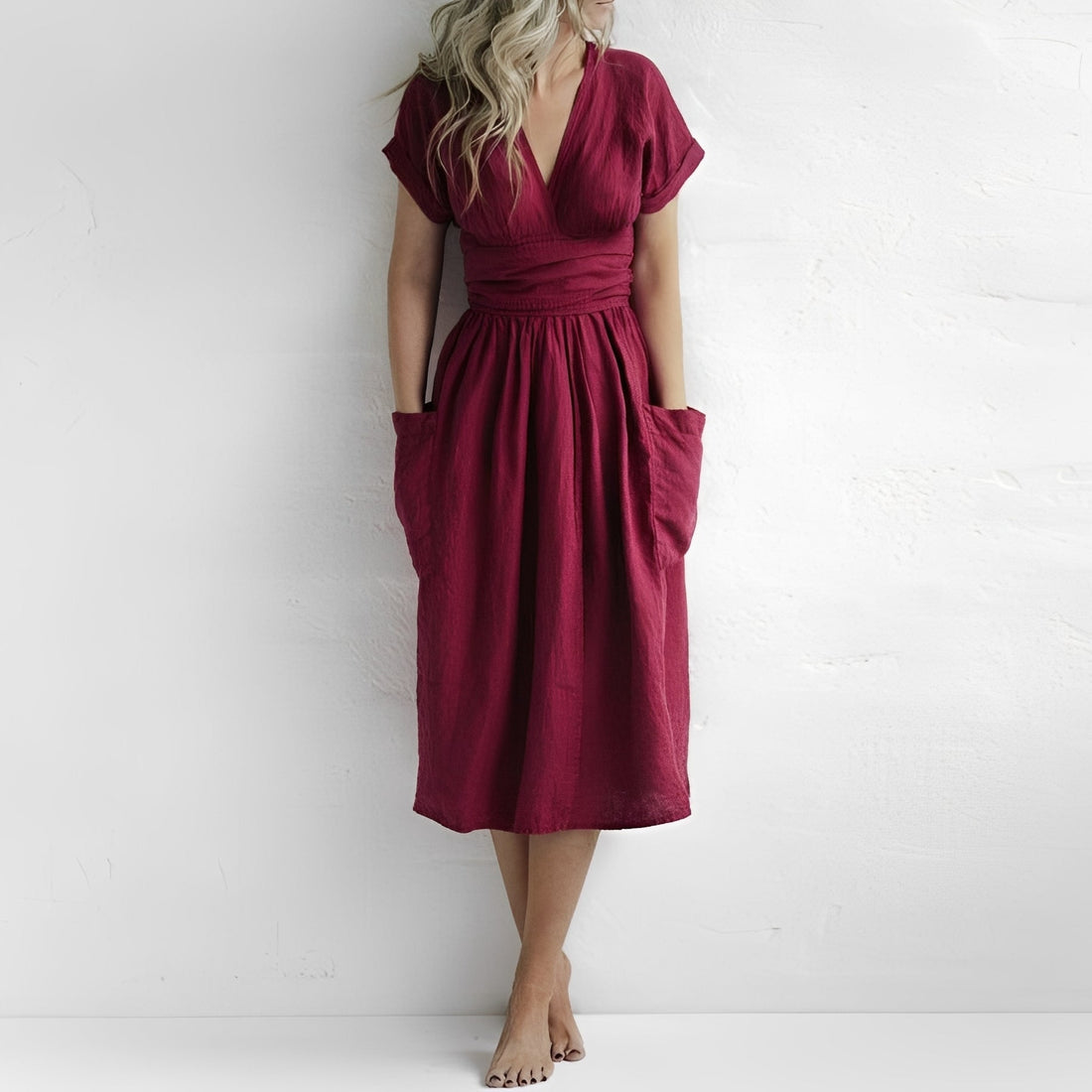 Sasha - Robe portefeuille décontractée avec poches