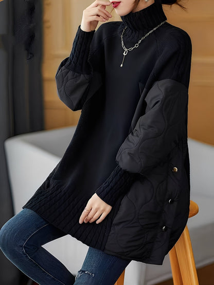 Vonda - Pull décontracté à col montant pour femmes