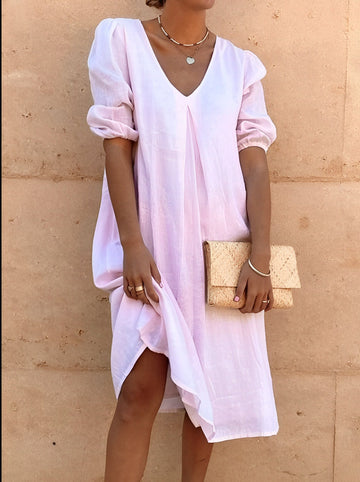Dene - Robe midi casual avec décolleté en V