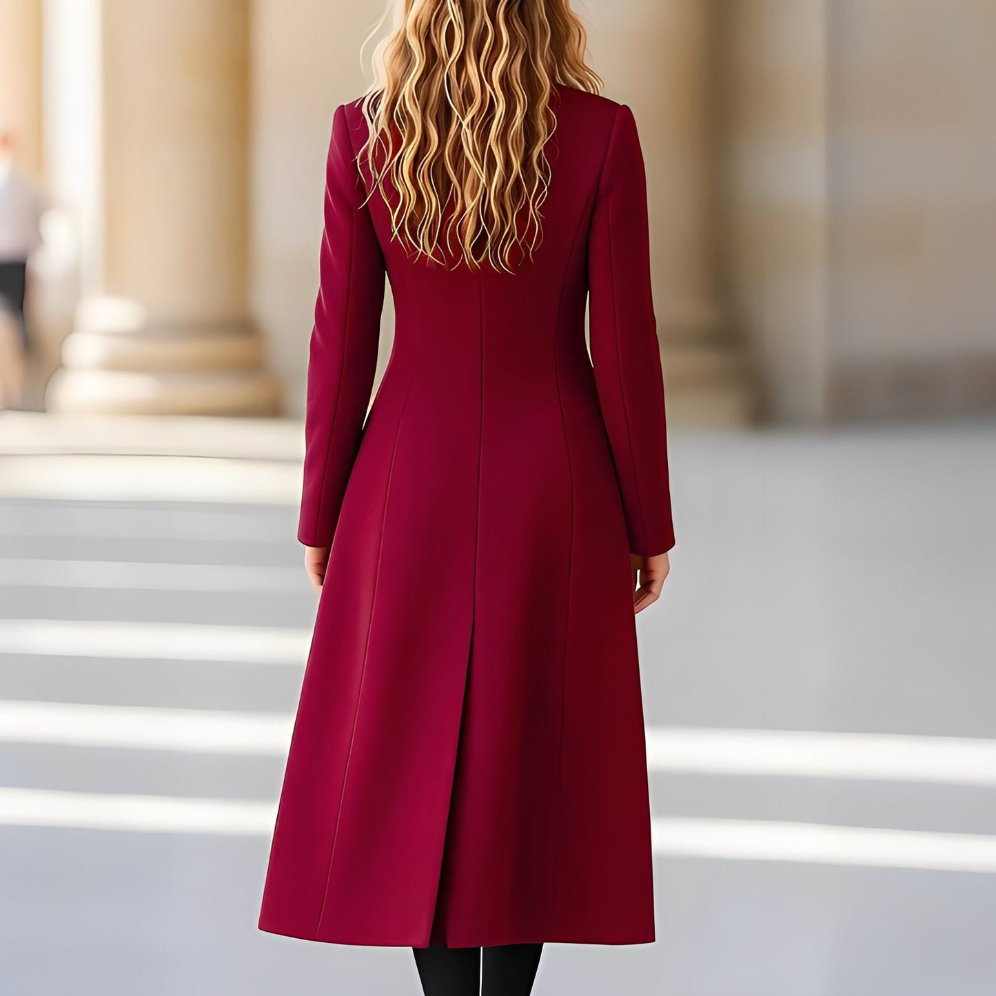 Chrissy - langer Mantel mit doppelter Knopfreihe für Damen, sehr modisch