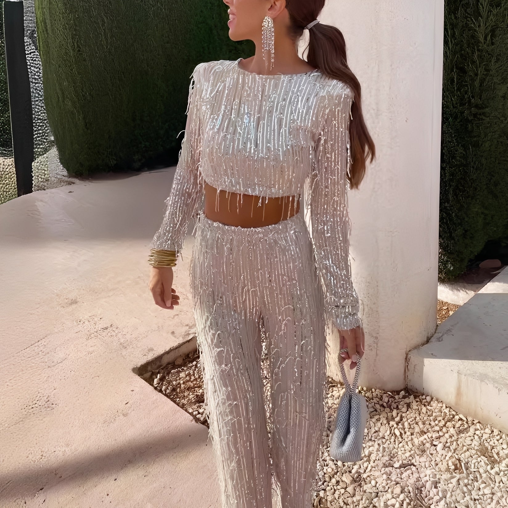 Meghan - Ensemble à sequins et franges élégant