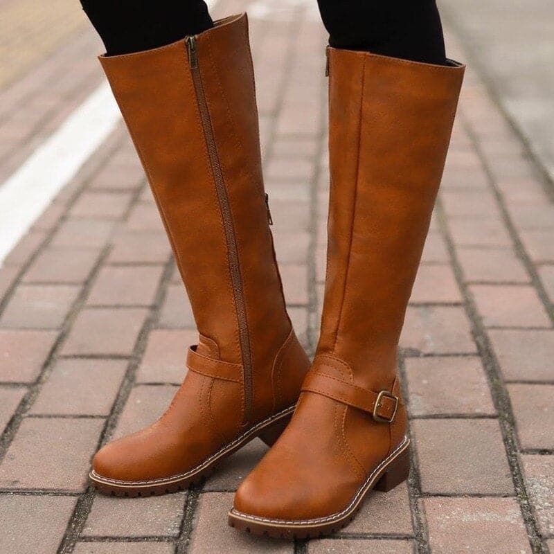 Marisa – Bottes en cuir avec talons carrés