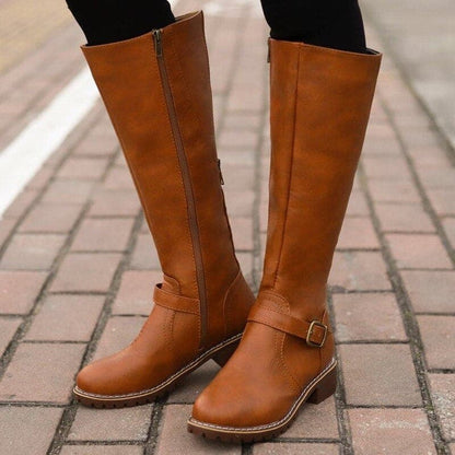 Marisa – Bottes en cuir avec talons carrés
