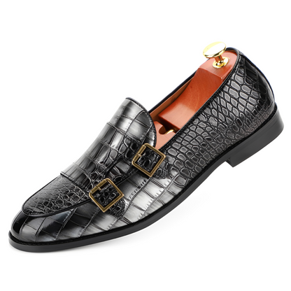 Rafael - Elegant leather slip-on shoes for men with double buckle
