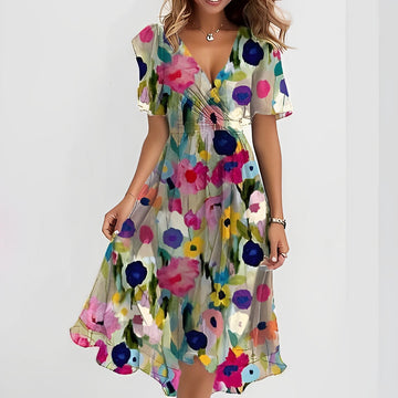 Valerie - Robe féminine en chiffon avec col en V