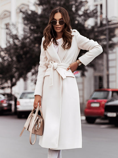 Haylie - Manteau élégant en laine avec ceinture pour femmes