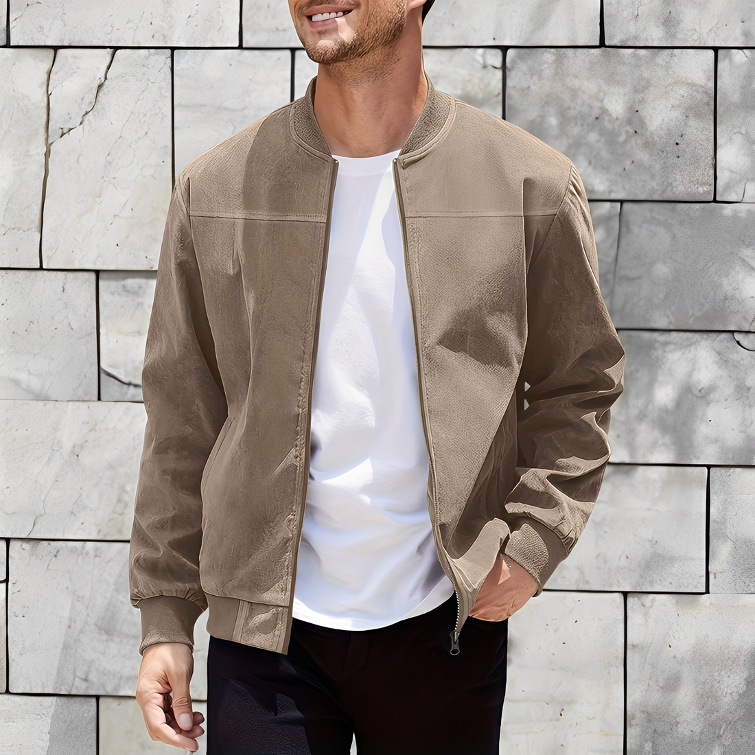 Easton - Blouson en daim pour hommes, classique et chic