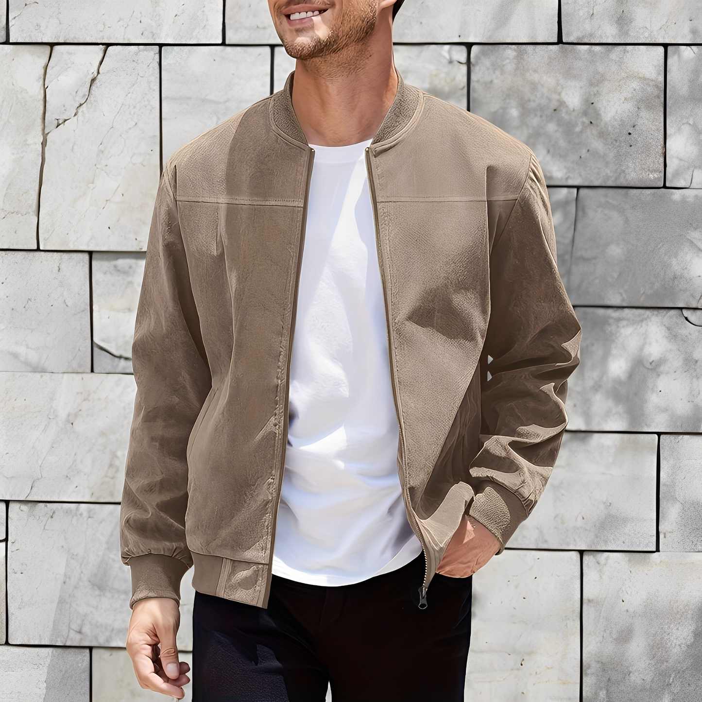 Easton - Blouson en daim pour hommes, classique et chic