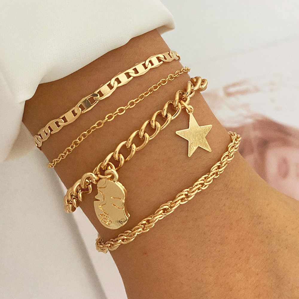 Bracelet en or 18K - Ensemble de bracelets pour filles en or