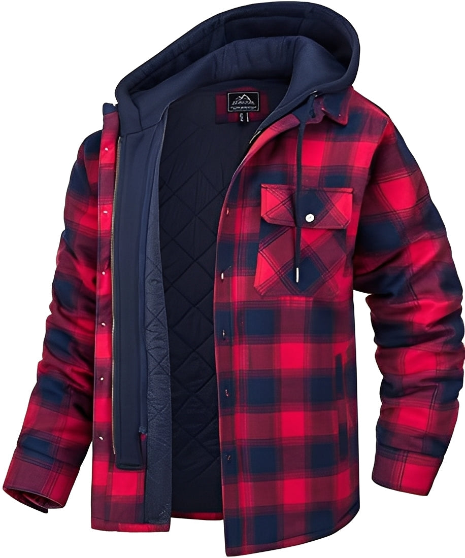 Rodger - Élégante veste à capuche à carreaux pour hommes