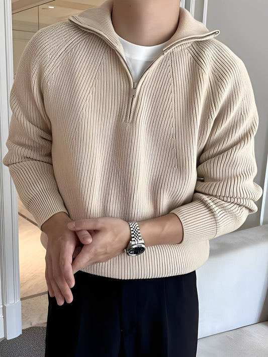 Lucas - Schicker Strickpullover mit mittellangem Reißverschluss für Herren