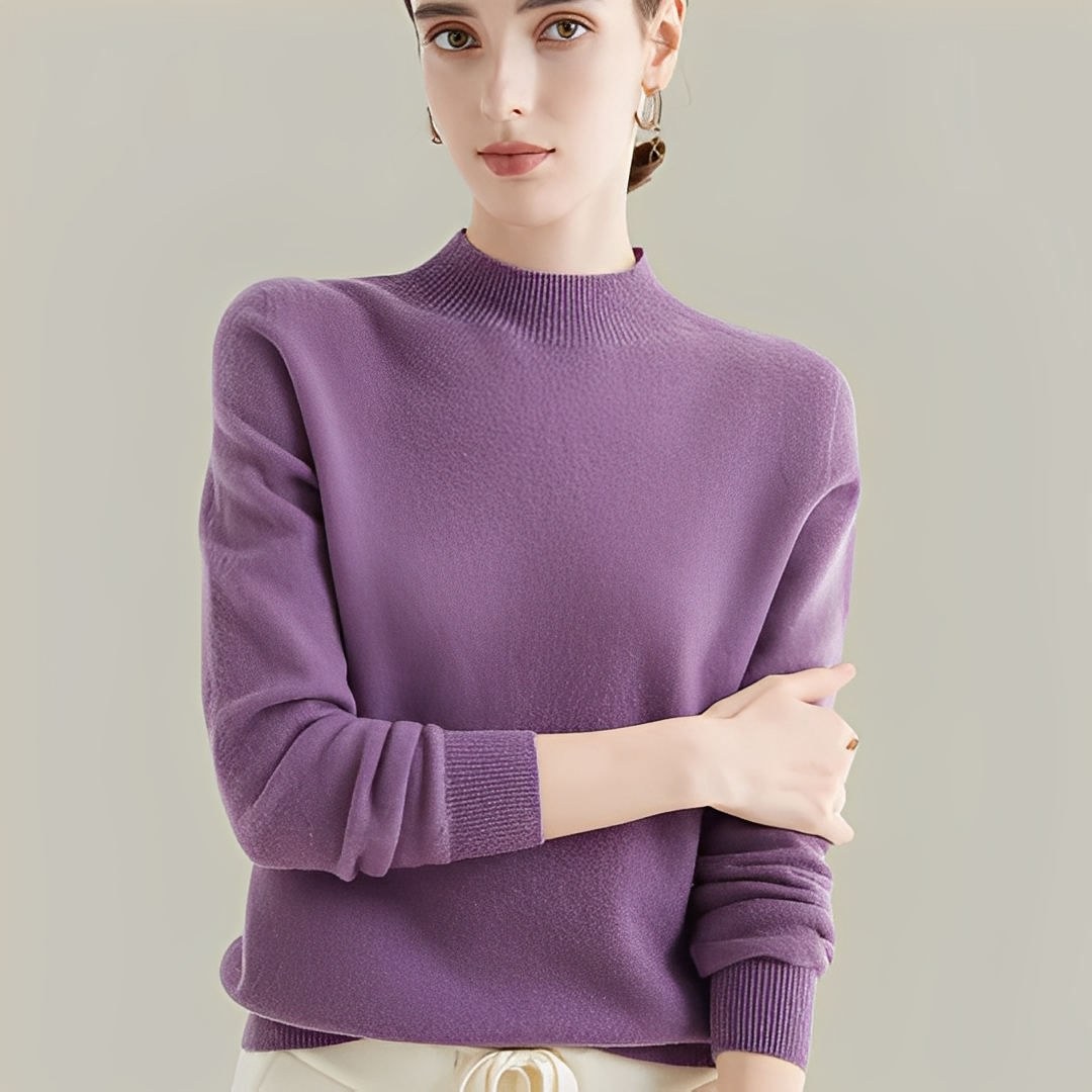 Martine - Wool sweaters with a fitted cut and high collar for women