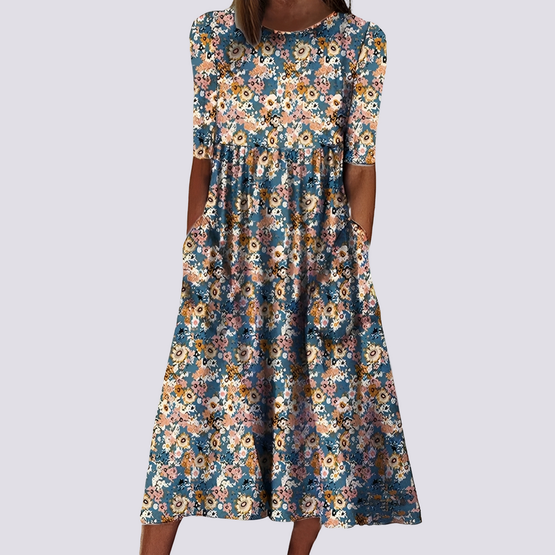 Lucie - Robe longue fleurie élégante