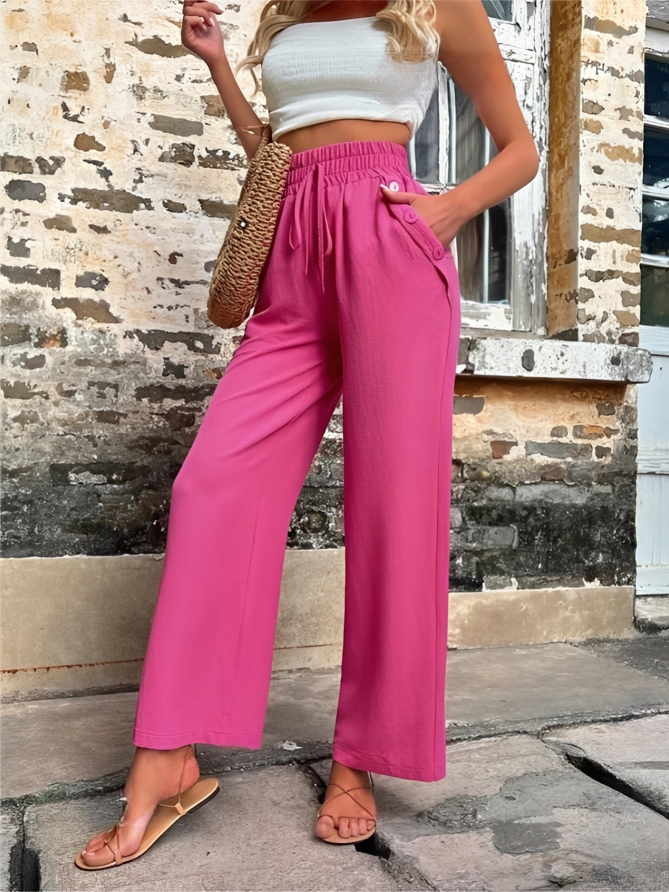 Allie - Pantalon élégant, ample et taille haute pour femmes