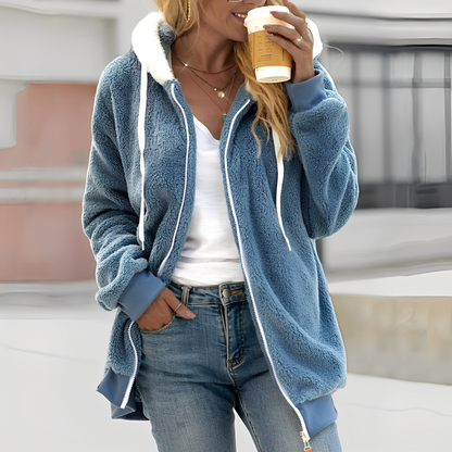 Rheanna - Manteau en polaire douillet avec capuche pour femmes