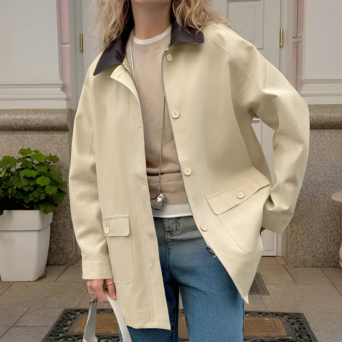 Eireen - Joli manteau large avec col polo pour dames