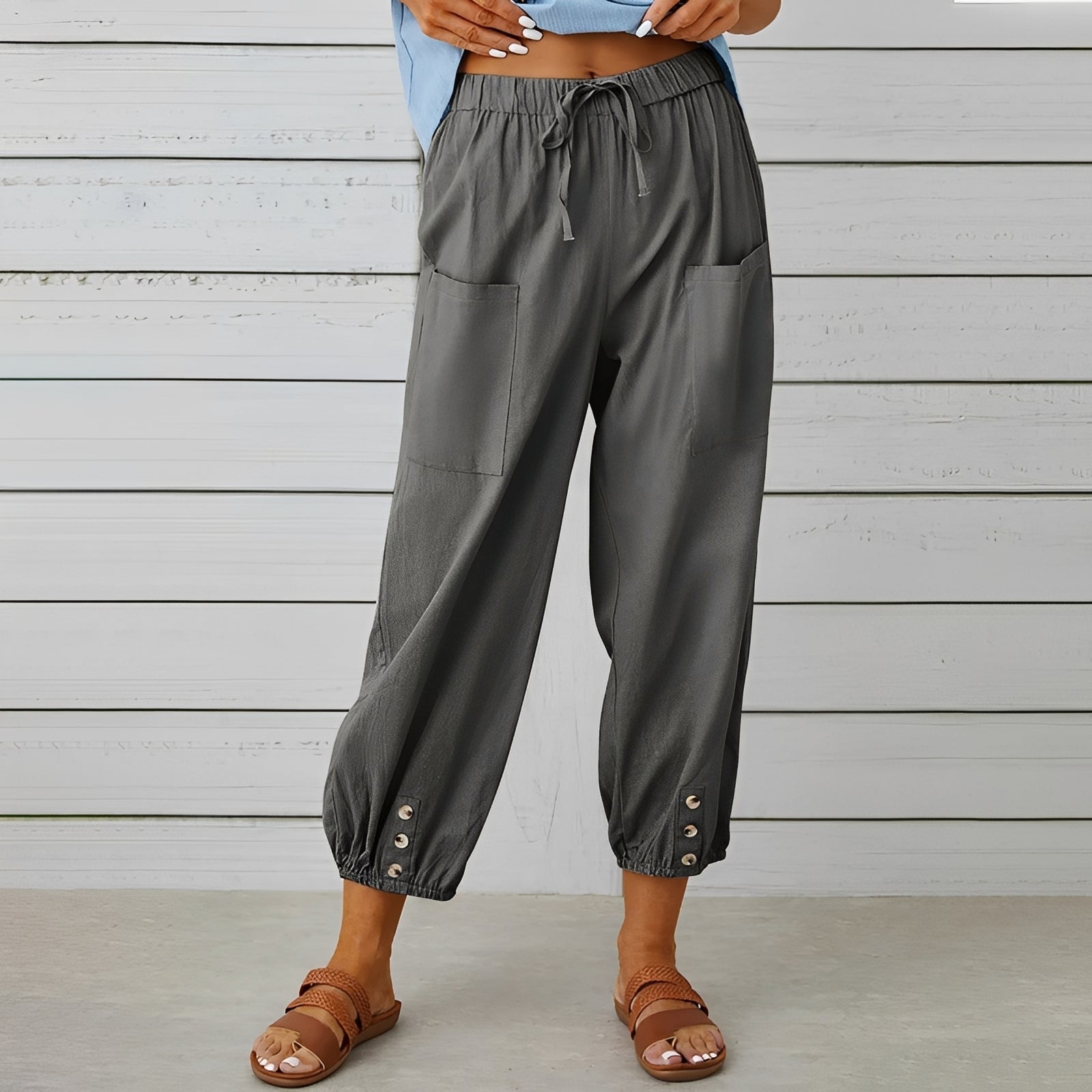 Christa - Pantalon décontracté, ample et raccourci pour femmes