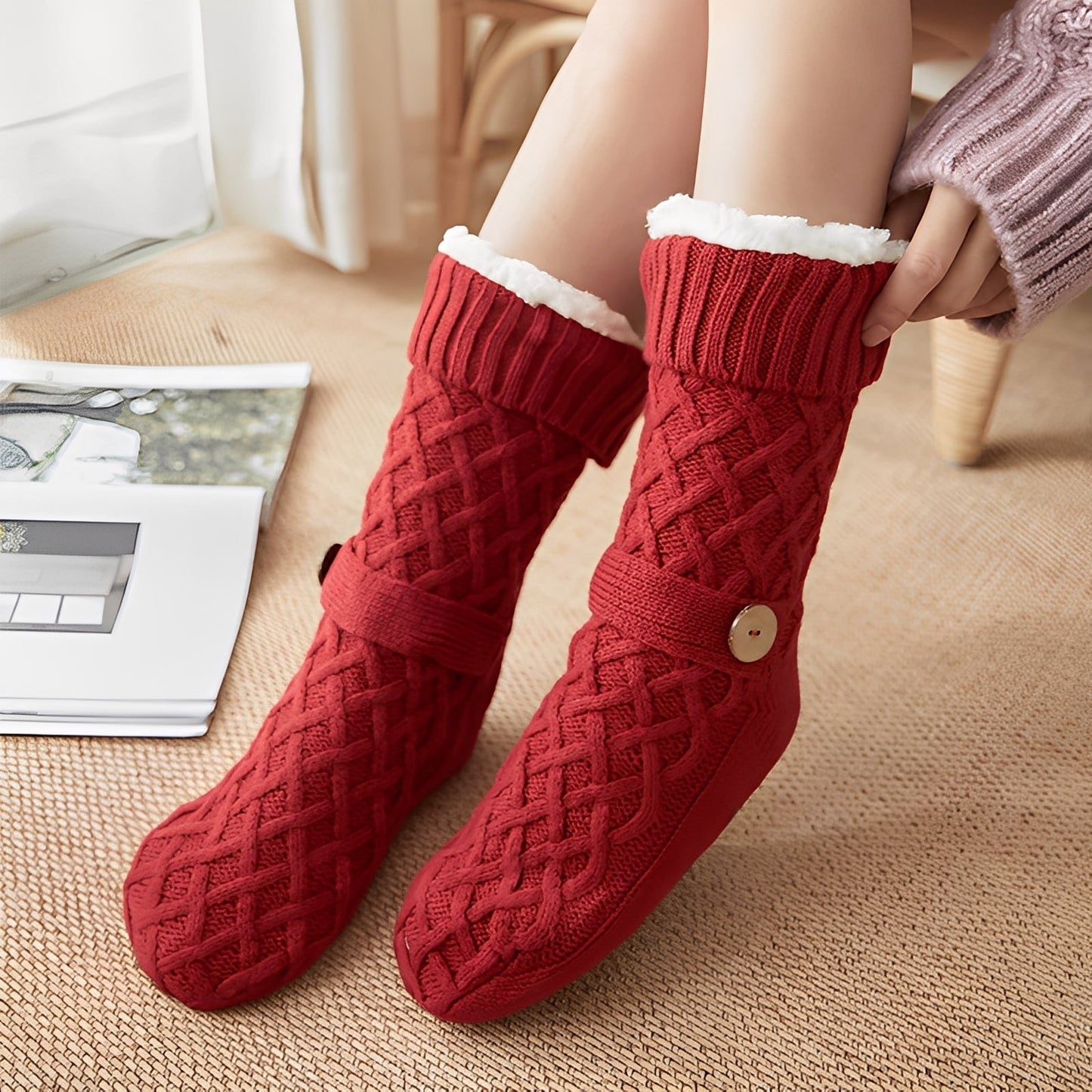 Lavina - Chaussettes élégantes en laine avec intérieur polaire pour femmes