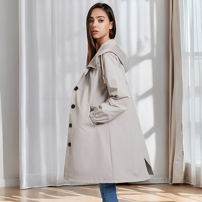 Vivyan - Blouson décontracté imperméable à capuche pour dames