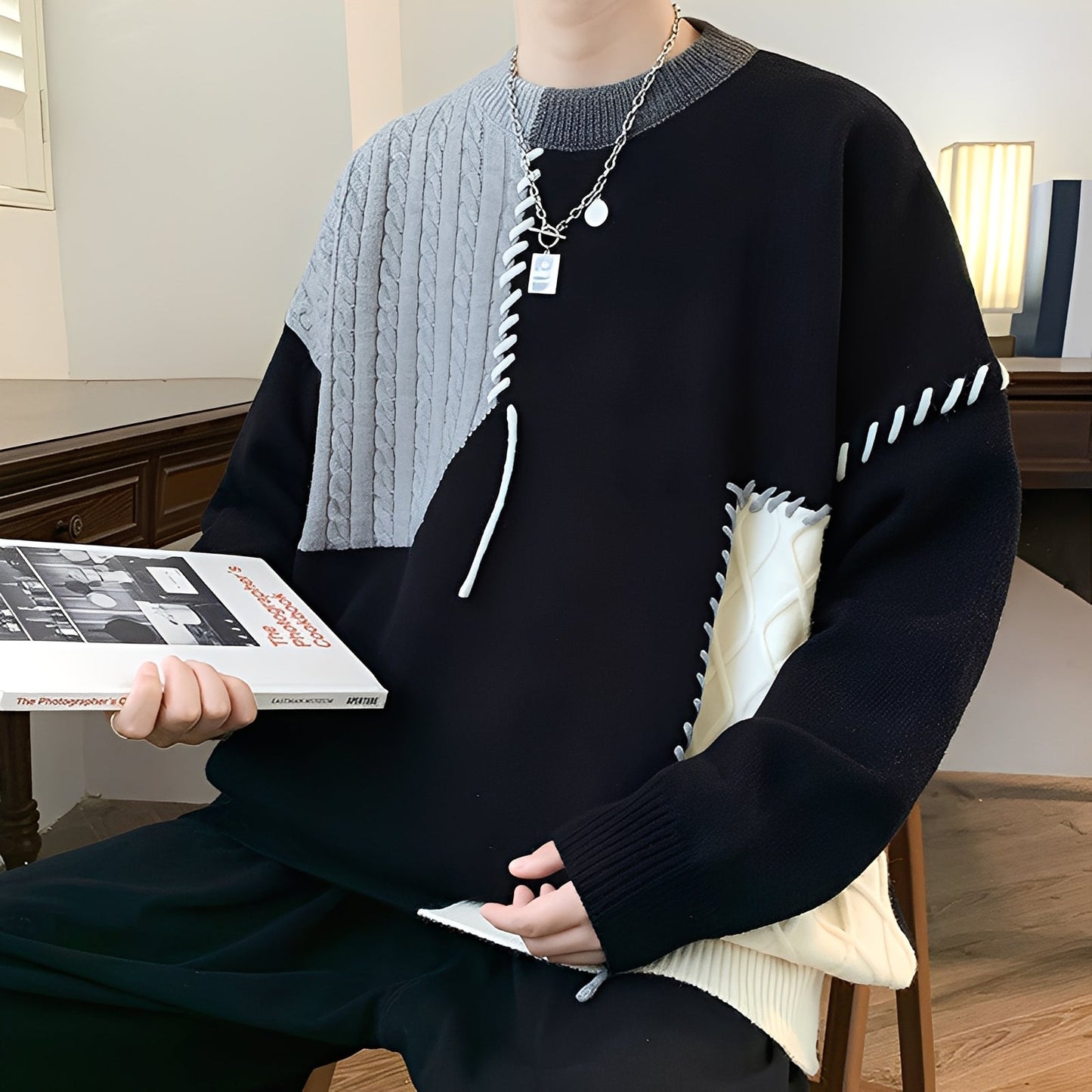 Carter - Pulls élégants en patchwork pour hommes et chauds