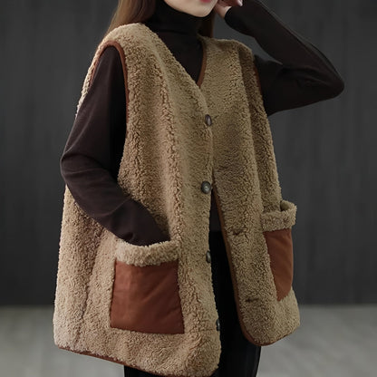 Evelyn - dicker und modischer Mantel mit Taschen für Damen