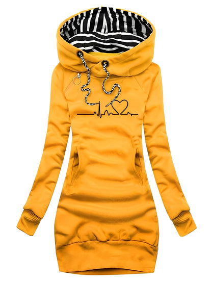 Roxanne - Robe pull imprimée décontractée avec capuche pour femmes