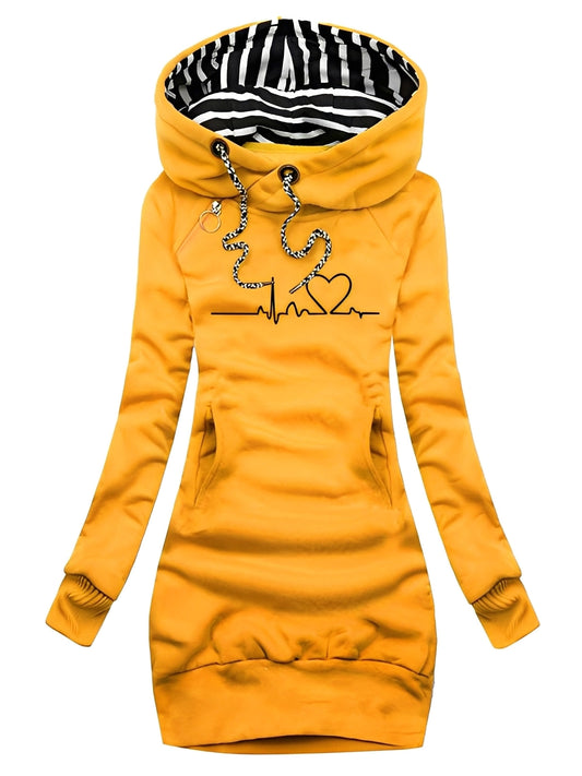 Roxanne - Robe pull imprimée décontractée avec capuche pour femmes