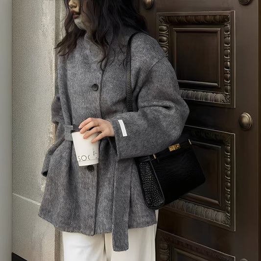 Claudia - Manteau en laine à double rangée de boutons pour femmes