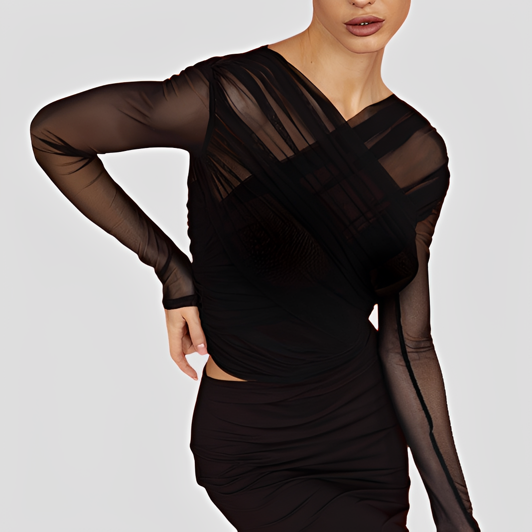 Cara - Élégante blouse avec manches longues plissées