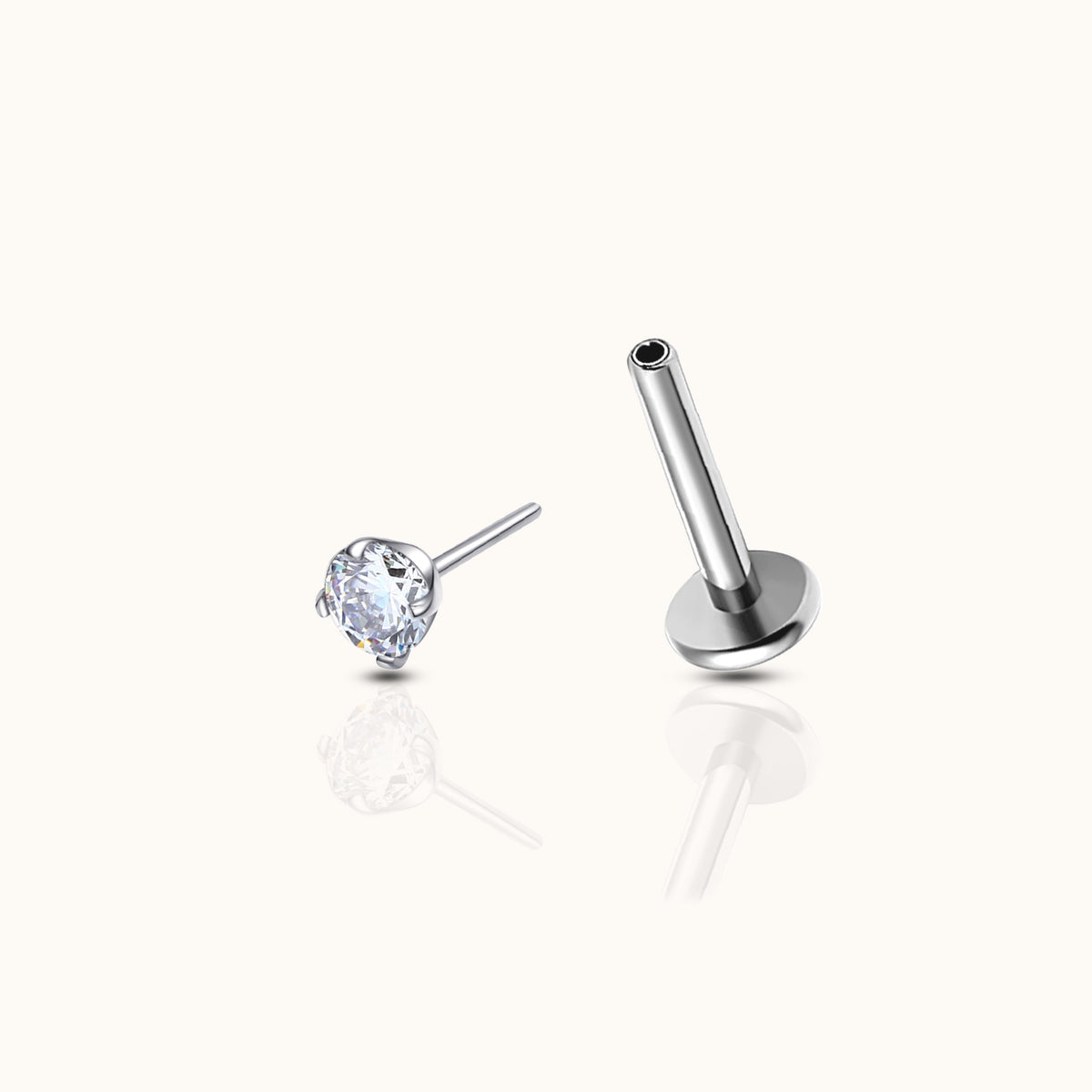 Boucles plates sans vis de 2 mm avec CZ