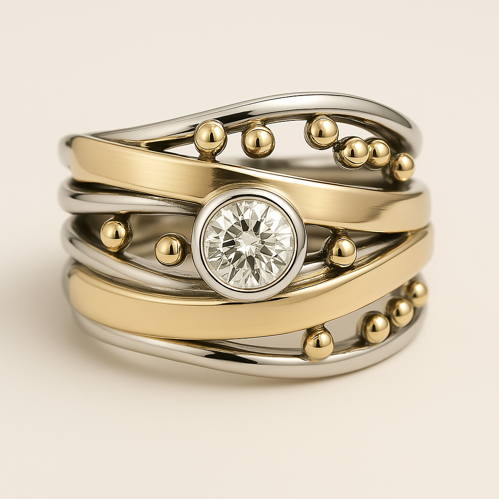 Dalia – Bague vintage dorée avec zirconia sertie