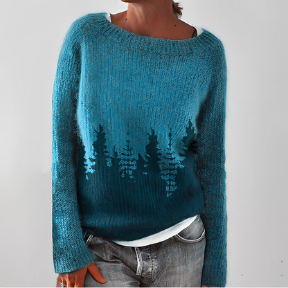 Flavienne - Basic winter sweater with round neck for women