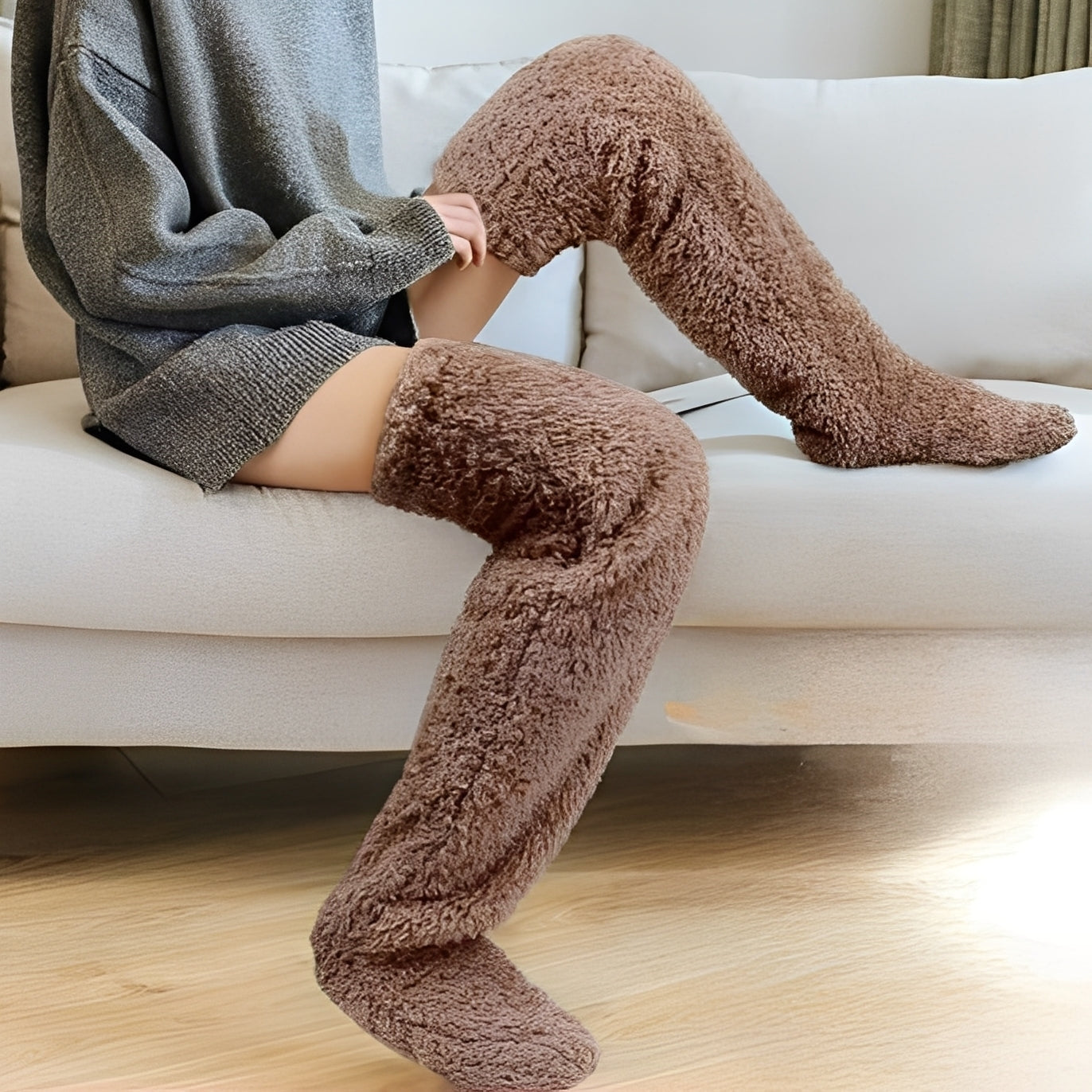 Camellia - Chaussettes d'hiver chaudes au-dessus du genou pour femmes