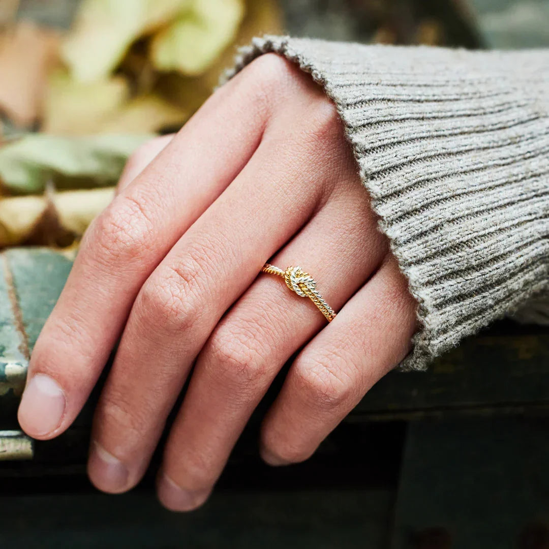Bague de Lien Mère et Fille - Bague avec 2 Cordes et Nœud
