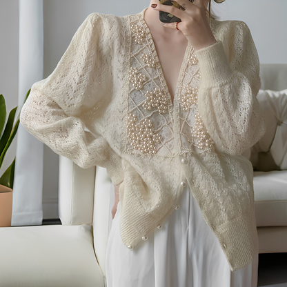 Jolie - Pull en tricot sophistiqué avec boutons en perles
