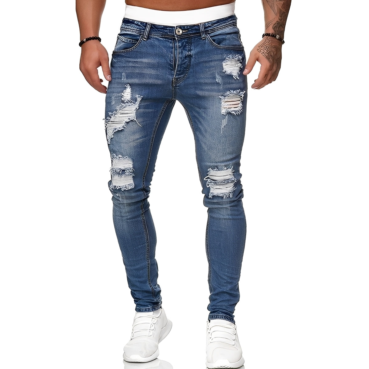 Annie - Jean skinny décontracté avec déchirures pour hommes