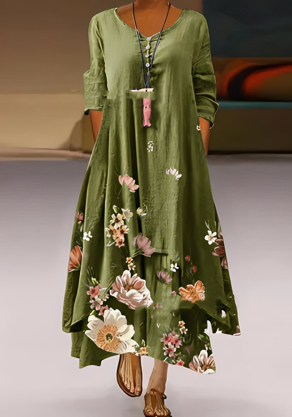 Belle - Robe élégante et ample avec imprimé pour femmes
