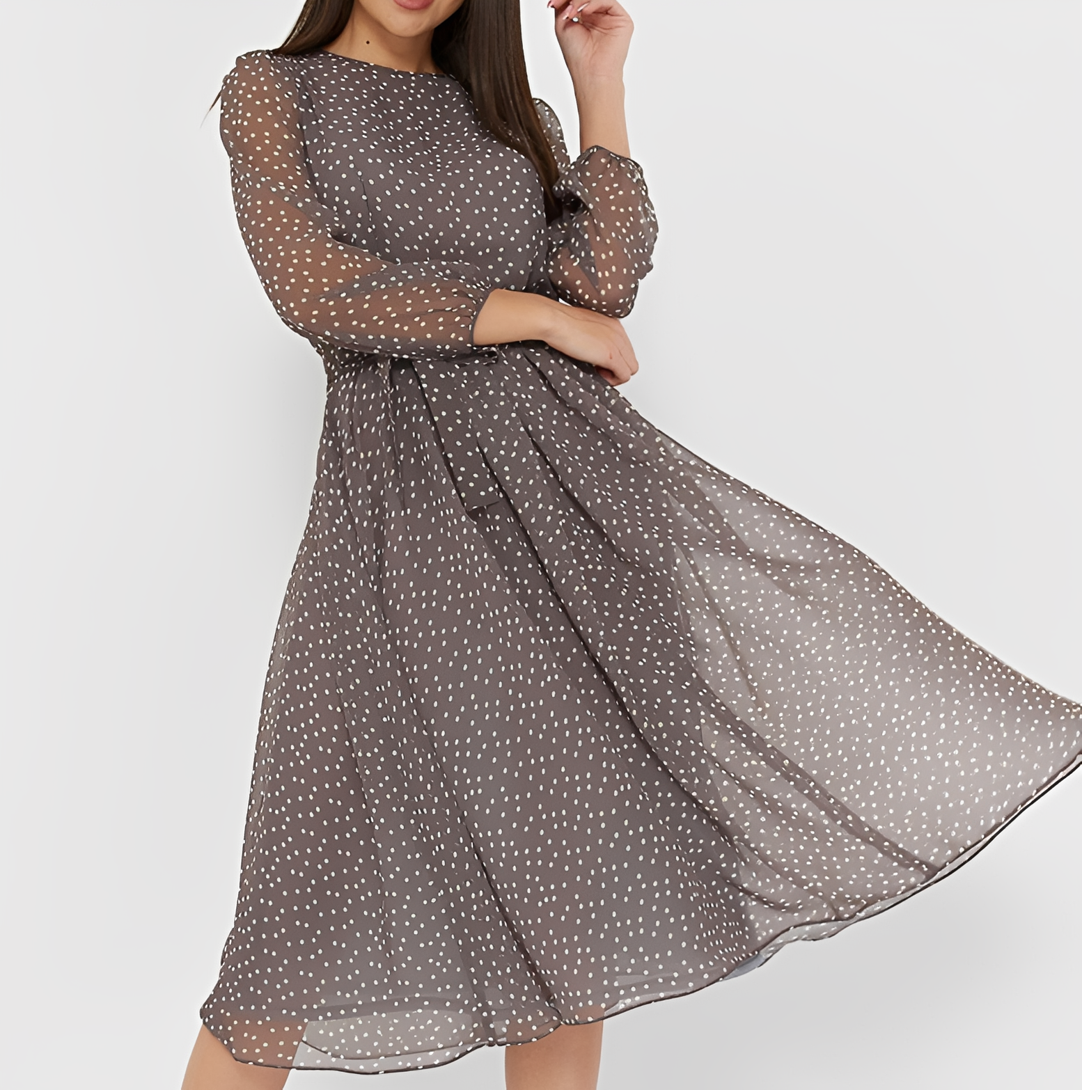 Tessa - Robe élégante à manches longues à pois