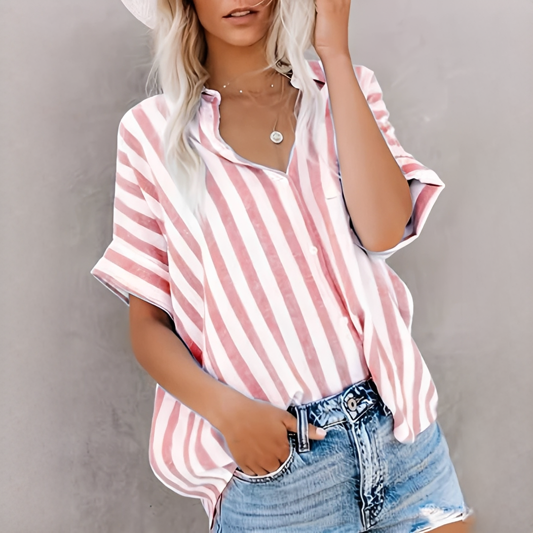 Alejandra - Élégante chemise d'été rayée pour femmes