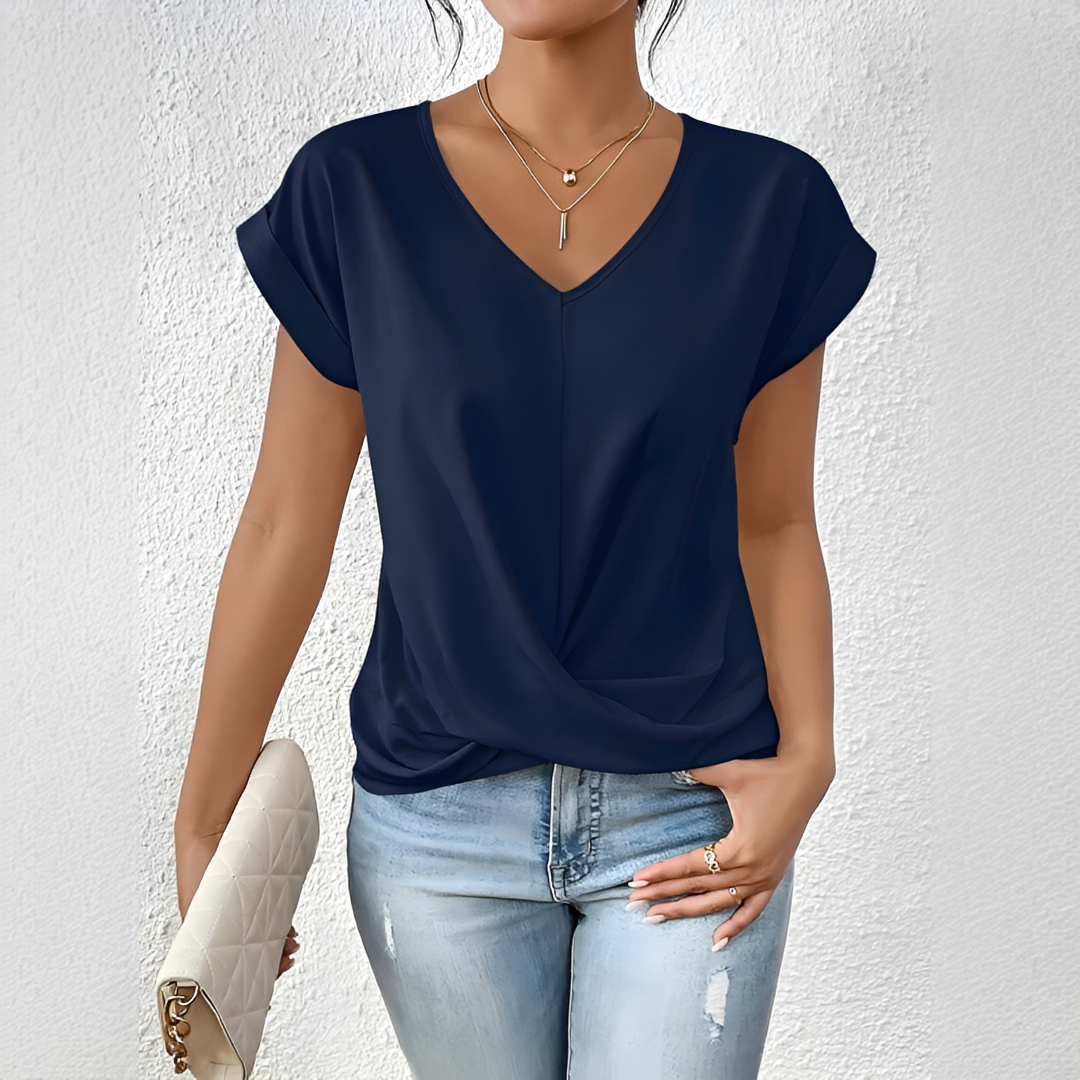 Velanie - T-Shirt Décontracté à Col V