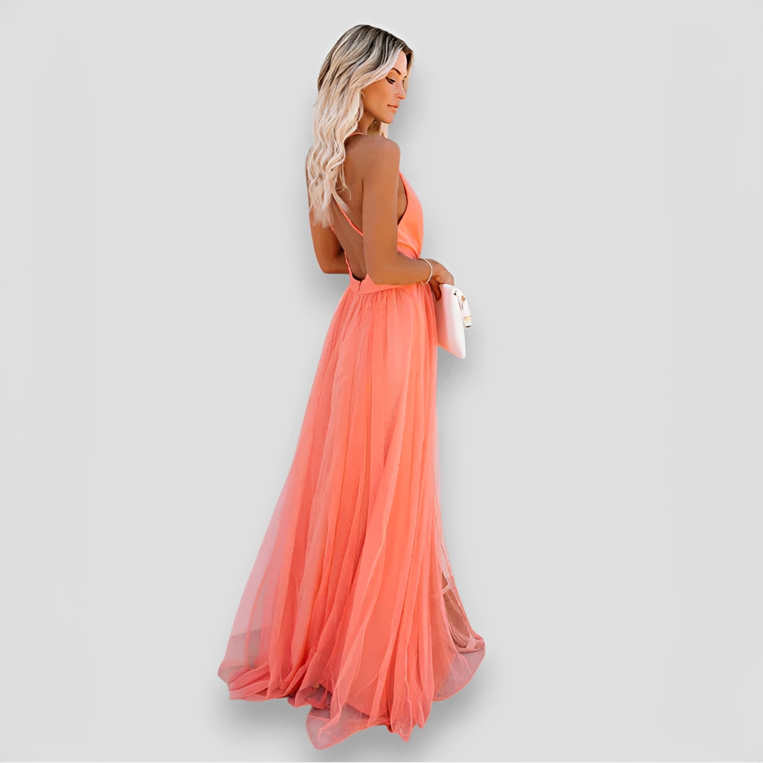 Lidia - Robe Élégante Maxi à Col V
