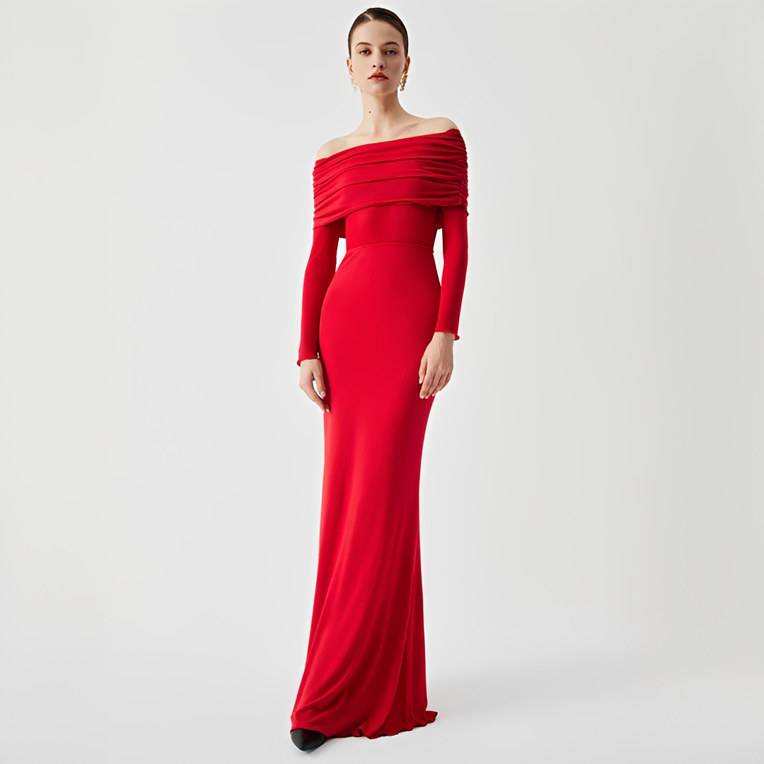 Ermanda - Élégante robe longue à épaules dénudées