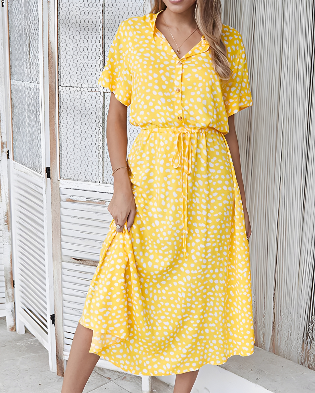 Shannon - Robe midi chic à décolleté en V