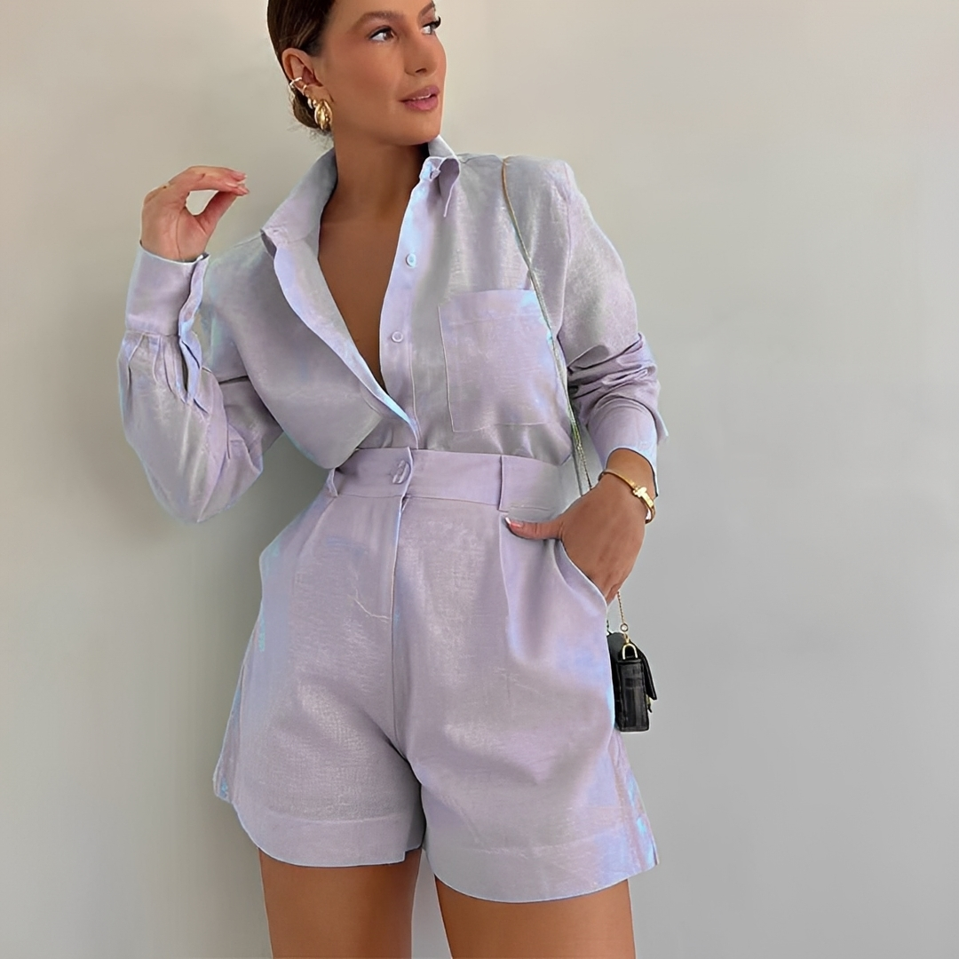 Yasin - Ensemble large de short avec haut manches longues