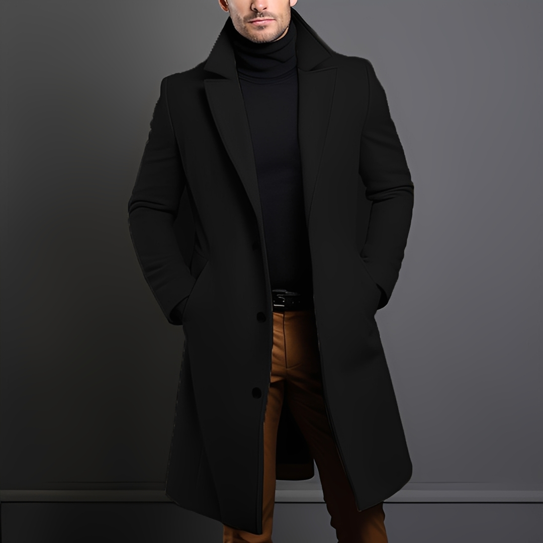 Kévin - Manteau long classique avec revers pour homme