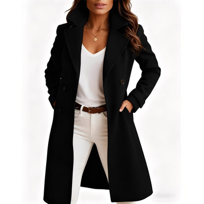 Camille - Elegant single-breasted coat with pockets for women